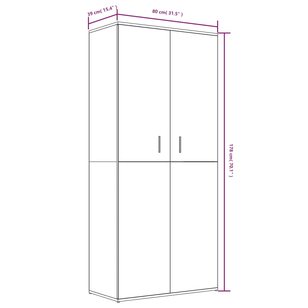 Schoenenkast 80x39x178 cm bewerkt hout