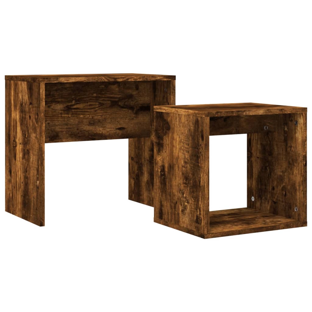 Ensemble table basse 48x30x45 cm en bois travaillé