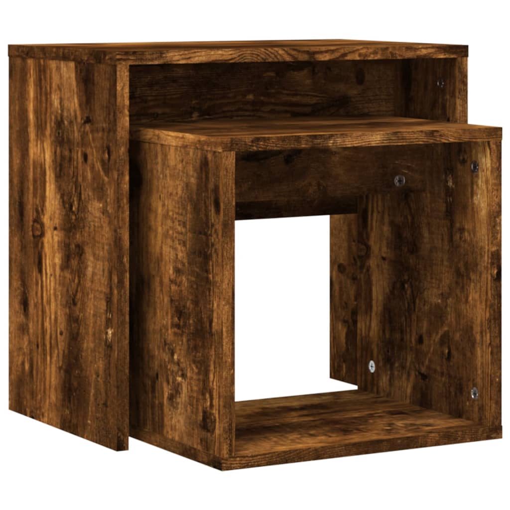 Ensemble table basse 48x30x45 cm en bois travaillé