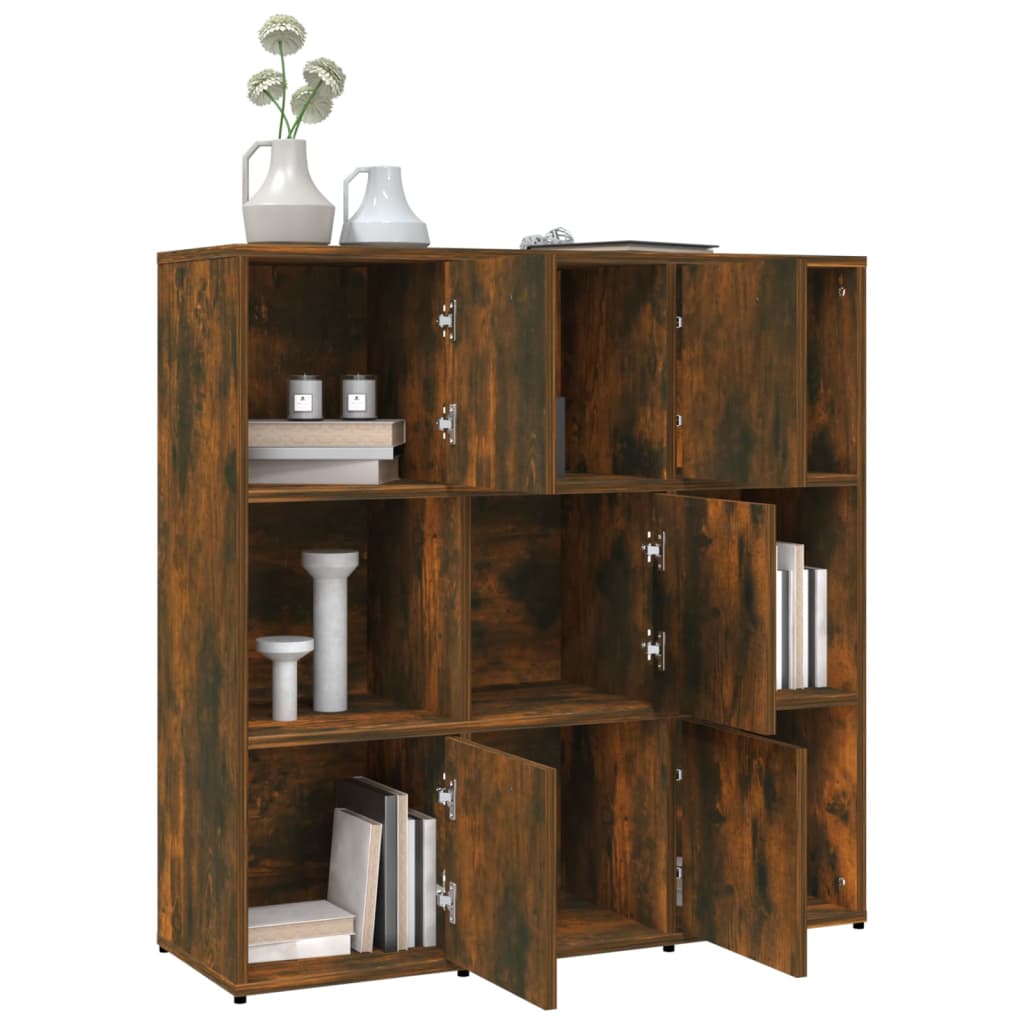 Boekenkast 90x30x90 cm bewerkt hout eikenkleurig