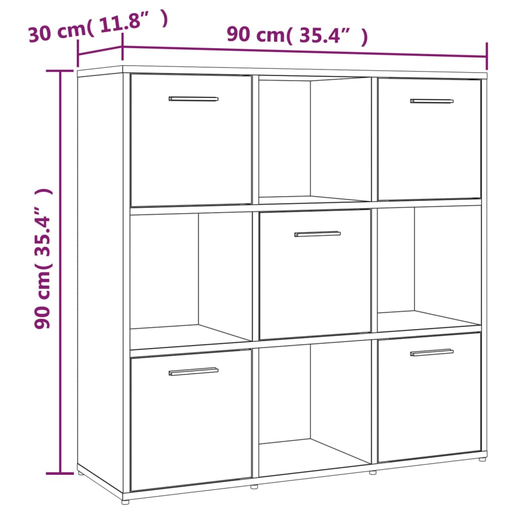 Boekenkast 90x30x90 cm bewerkt hout eikenkleurig