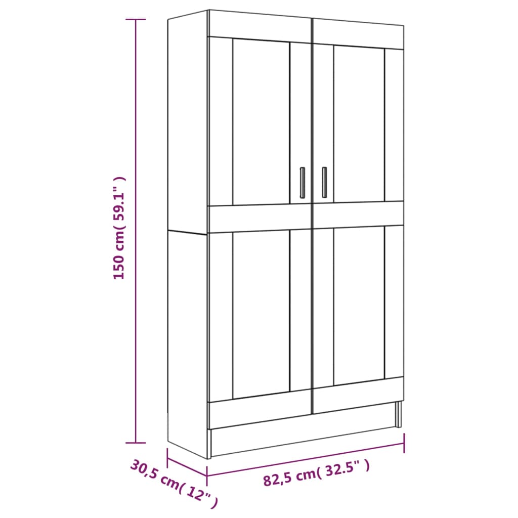 Bibliothèque 82,5x30,5x150 cm en bois travaillé