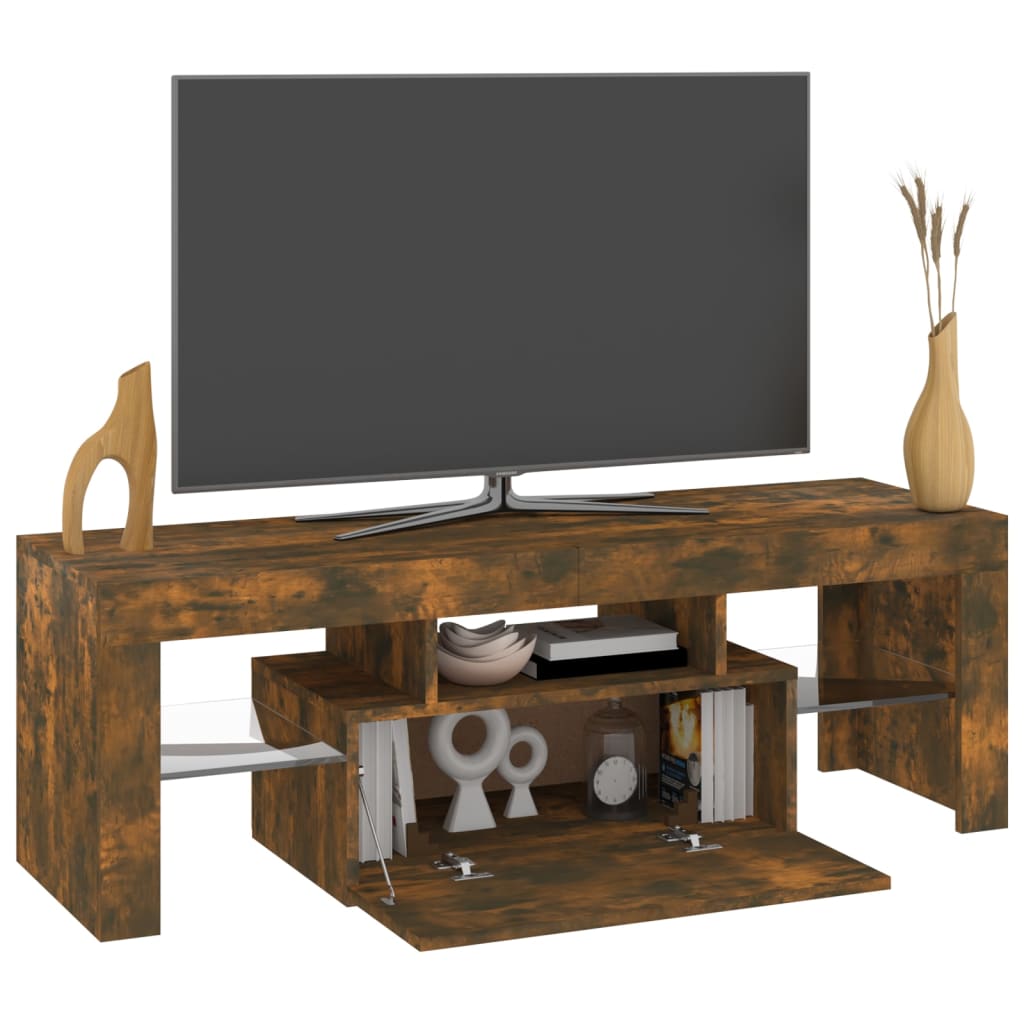 Tv-meubel met LED 120x36,5x40 cm bewerkt hout oud hout