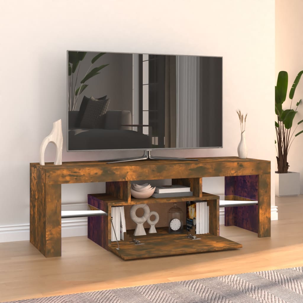 Meuble TV avec éclairage LED 120x35x40cm couleur chêne