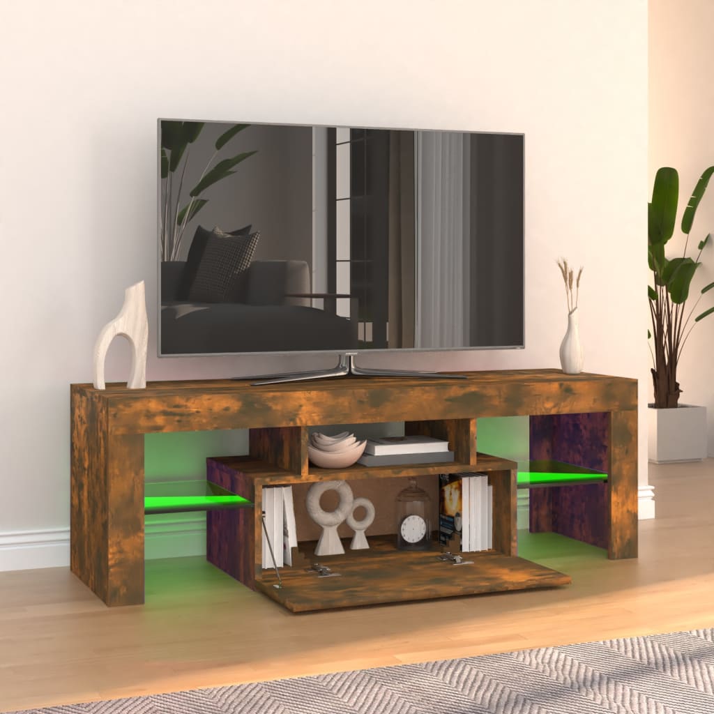 Meuble TV avec éclairage LED 120x35x40cm couleur chêne