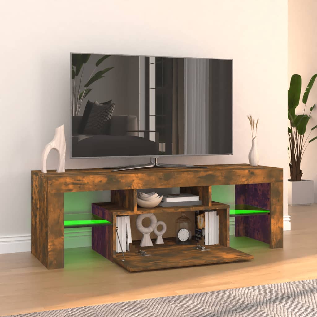 Tv-meubel met LED 120x36,5x40 cm bewerkt hout oud hout