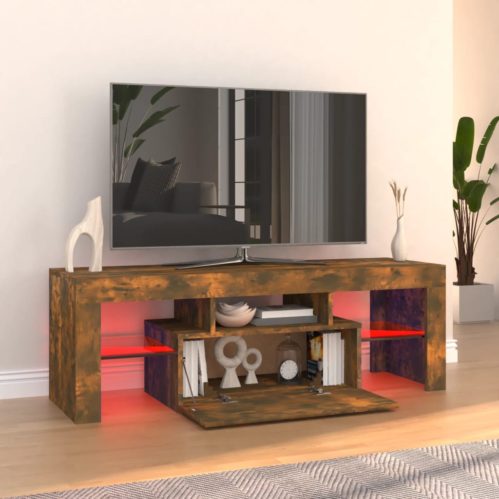 Meuble TV avec éclairage LED 120x35x40cm couleur chêne