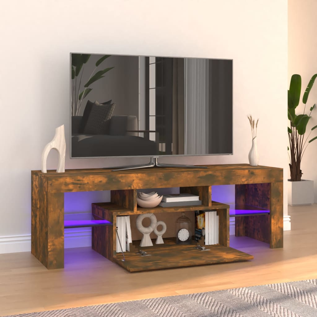 Tv-meubel met LED-verlichting 120x35x40cm eikenkleurig