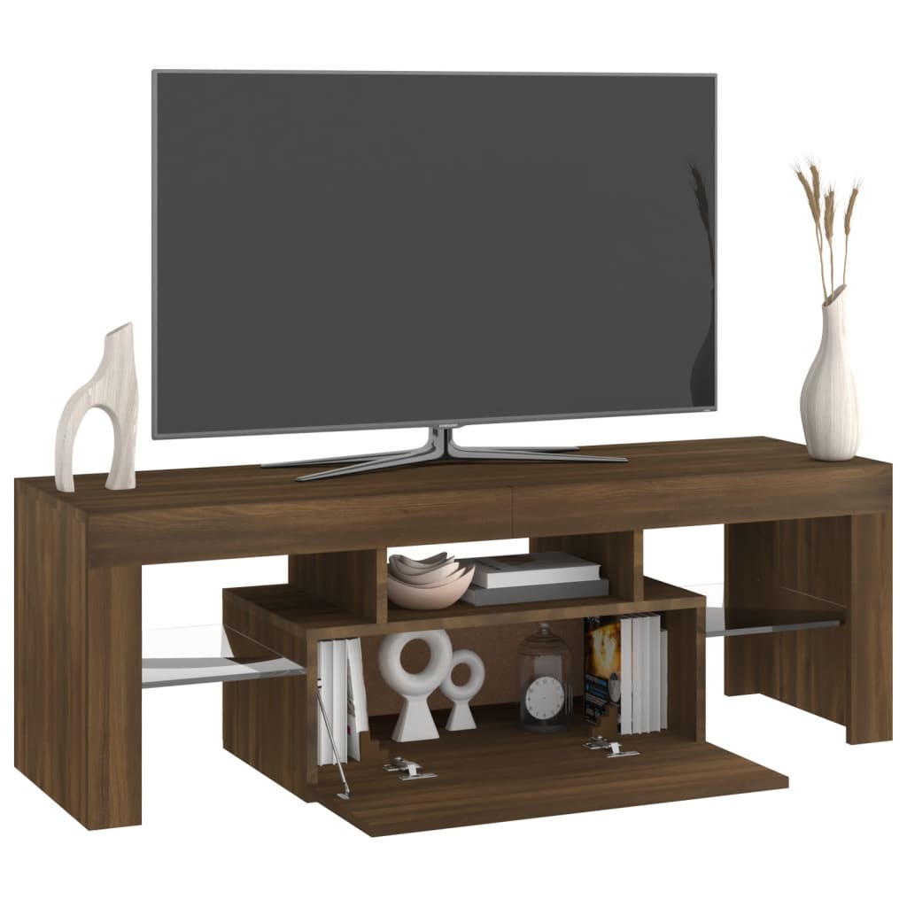 Tv-meubel met LED 120x36,5x40 cm bewerkt hout oud hout