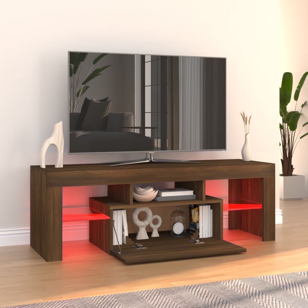 Meuble TV avec éclairage LED 120x35x40cm couleur chêne