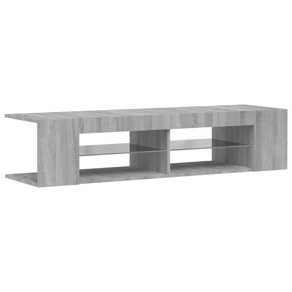 Tv-meubel met LED 135x39x30 cm bewerkt hout artisanaal eiken