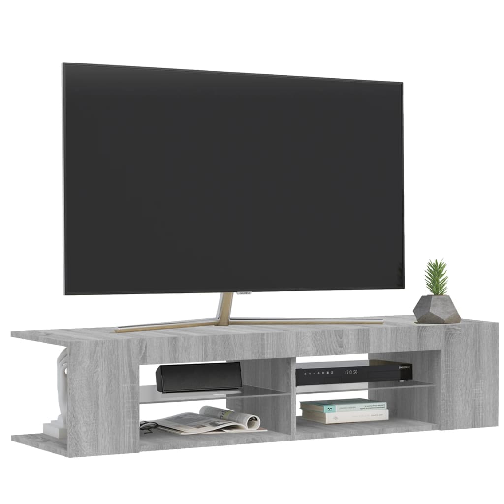 Meuble TV éclairage LED 135x39x30 cm couleur chêne