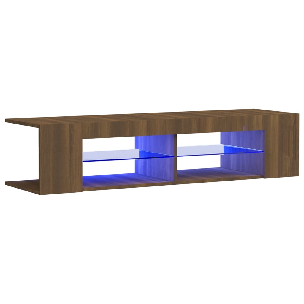 Tv-meubel met LED-verlichting 135x39x30 cm bruin eikenkleur