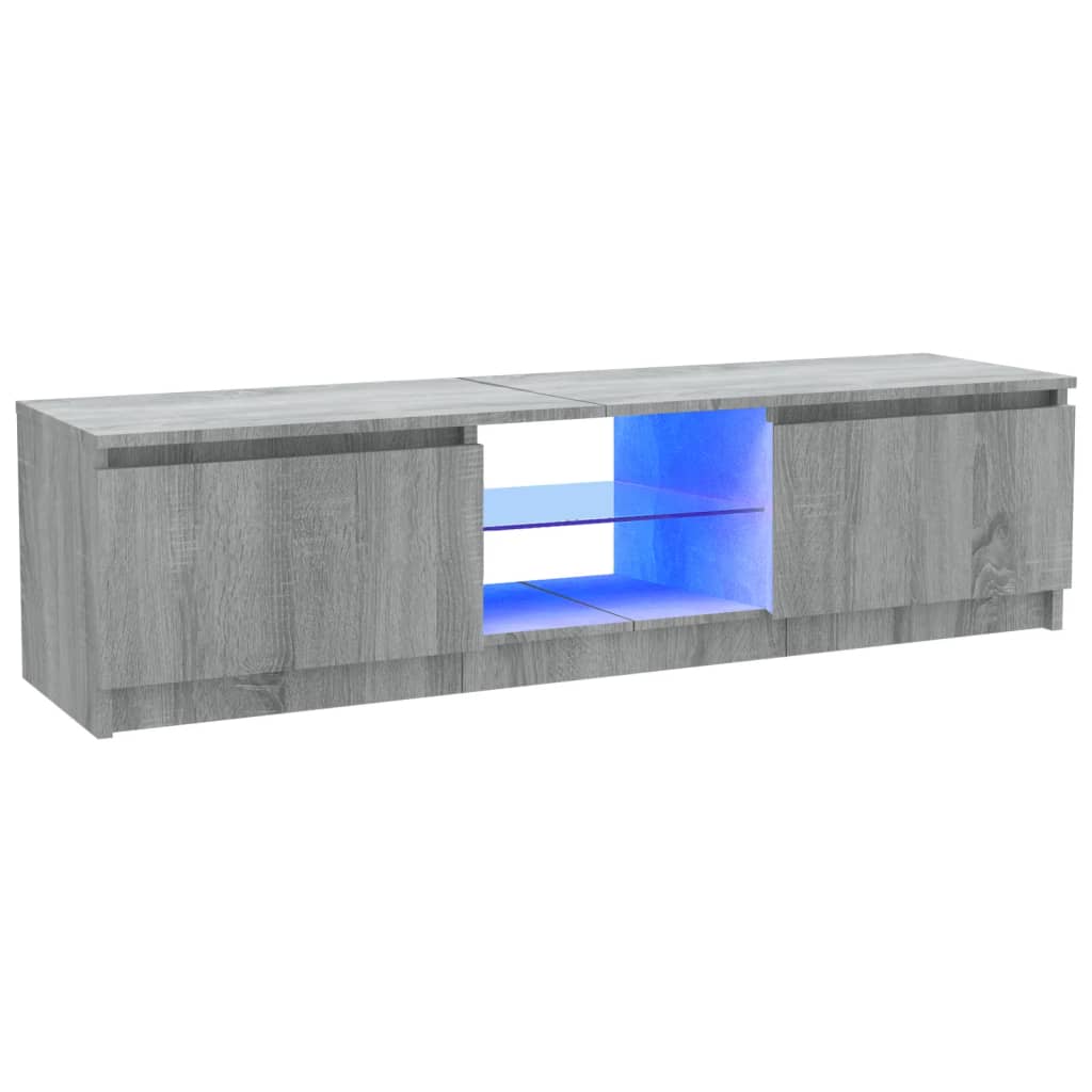 Tv-meubel met LED 140x40x35,5 cm bewerkt hout oud houtkleurig