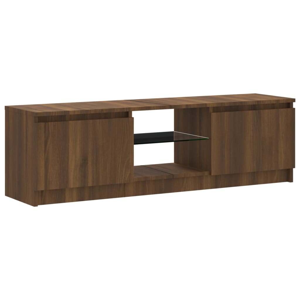 Tv-meubel met LED 140x40x35,5 cm bewerkt hout oud houtkleurig