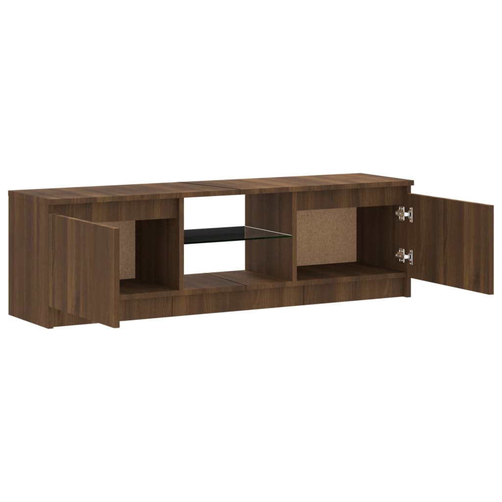 Tv-meubel met LED 140x40x35,5 cm bewerkt hout oud houtkleurig