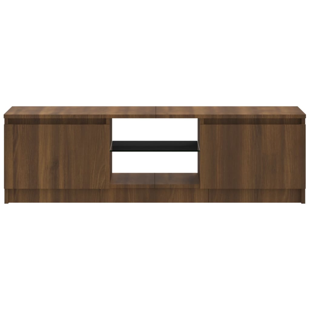 Tv-meubel met LED 140x40x35,5 cm bewerkt hout oud houtkleurig