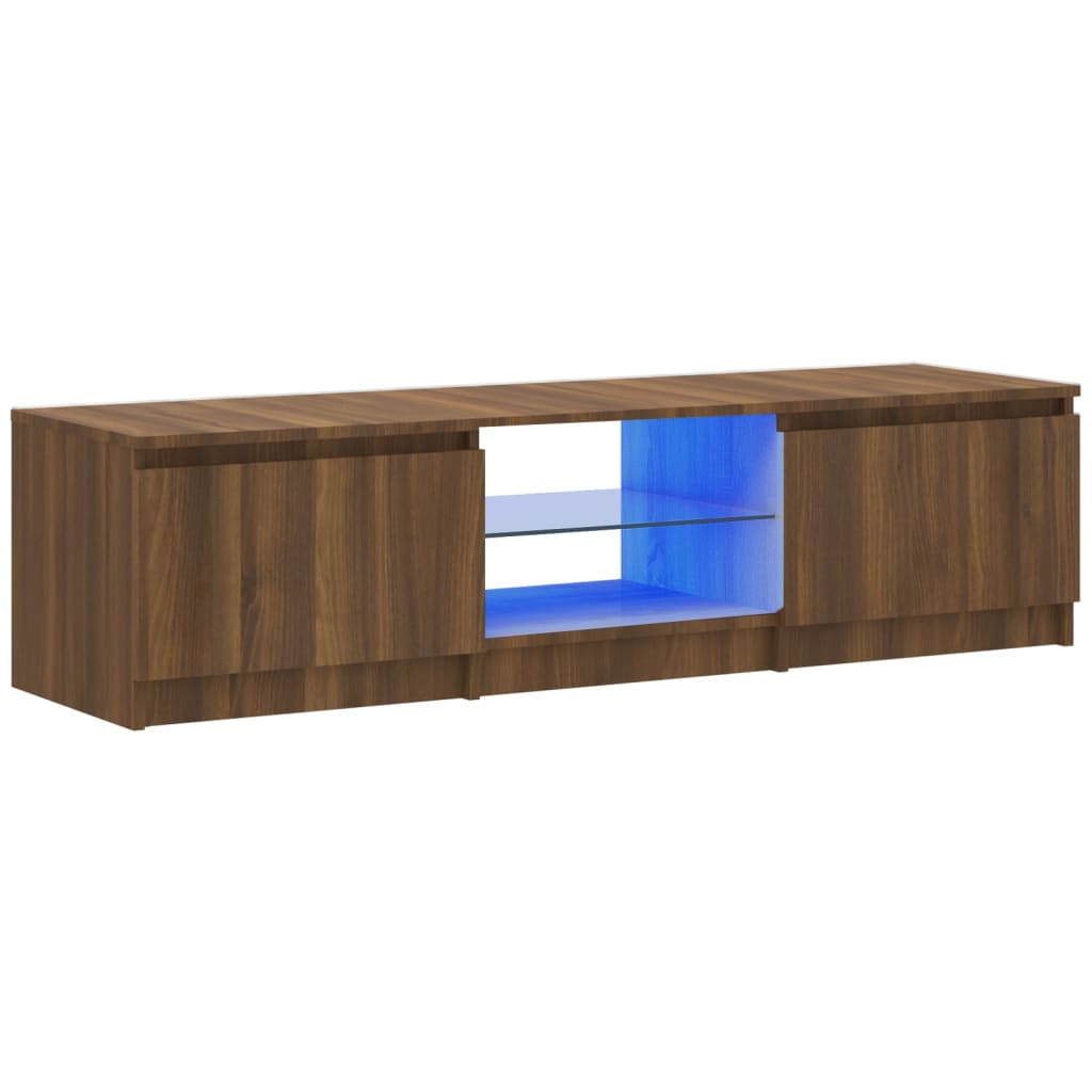 Tv-meubel met LED-verlichting 140x40x35,5 cm bruin eikenkleur