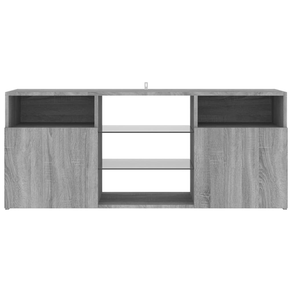 Tv-meubel met LED 120x30x50 cm bewerkt hout artisanaal eiken