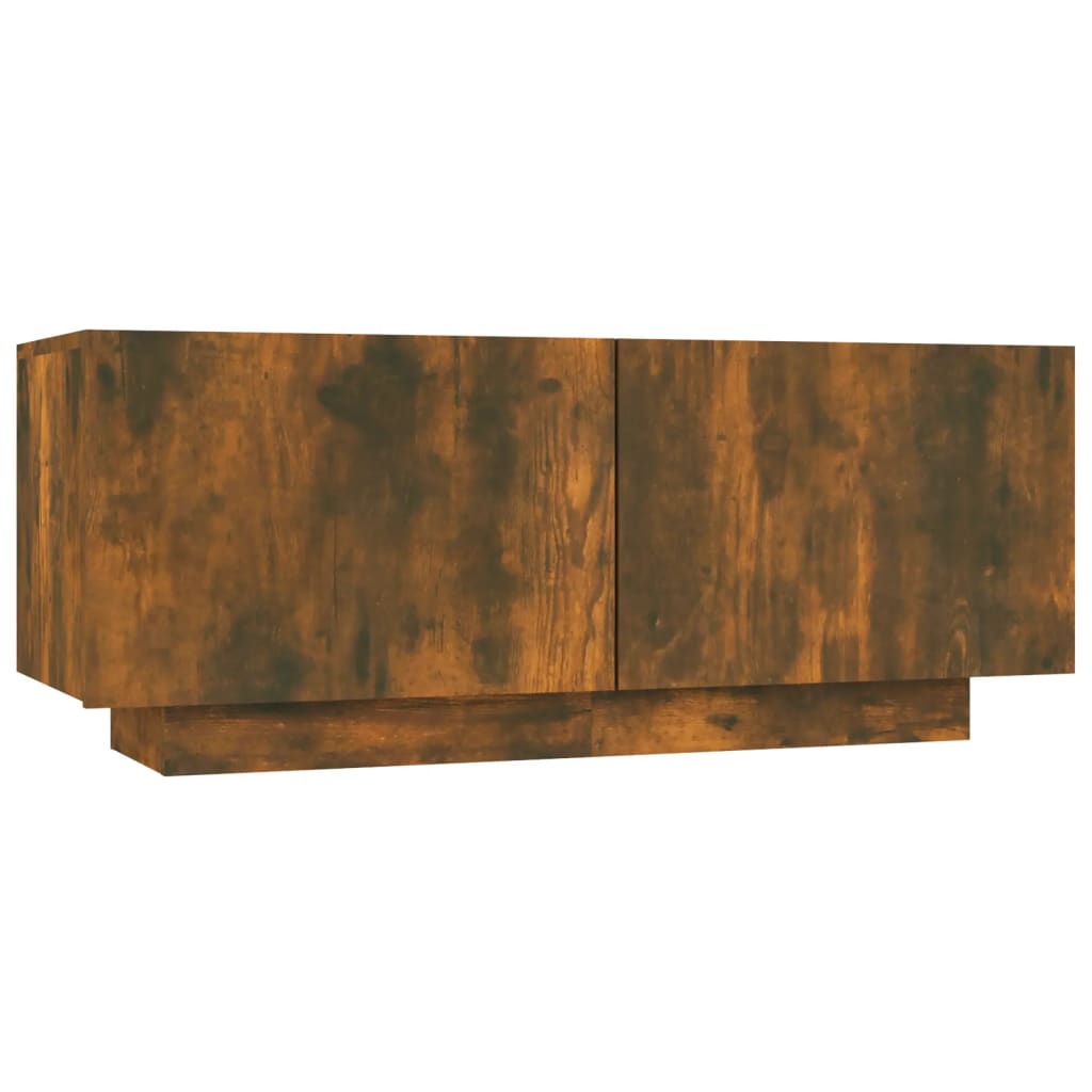 Meuble TV 100x35x40 cm ouvré en bois couleur chêne