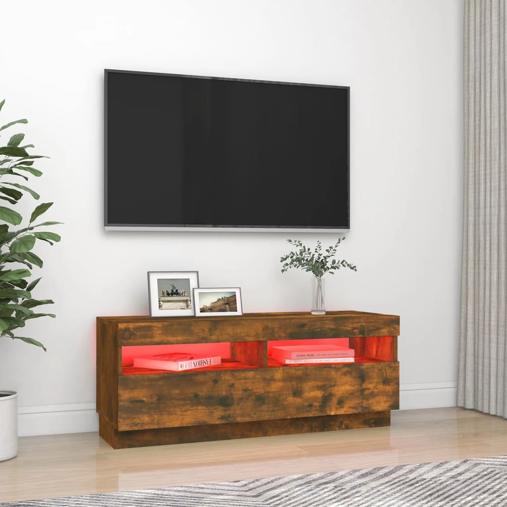 Meuble TV avec éclairage LED 100x35x40 cm