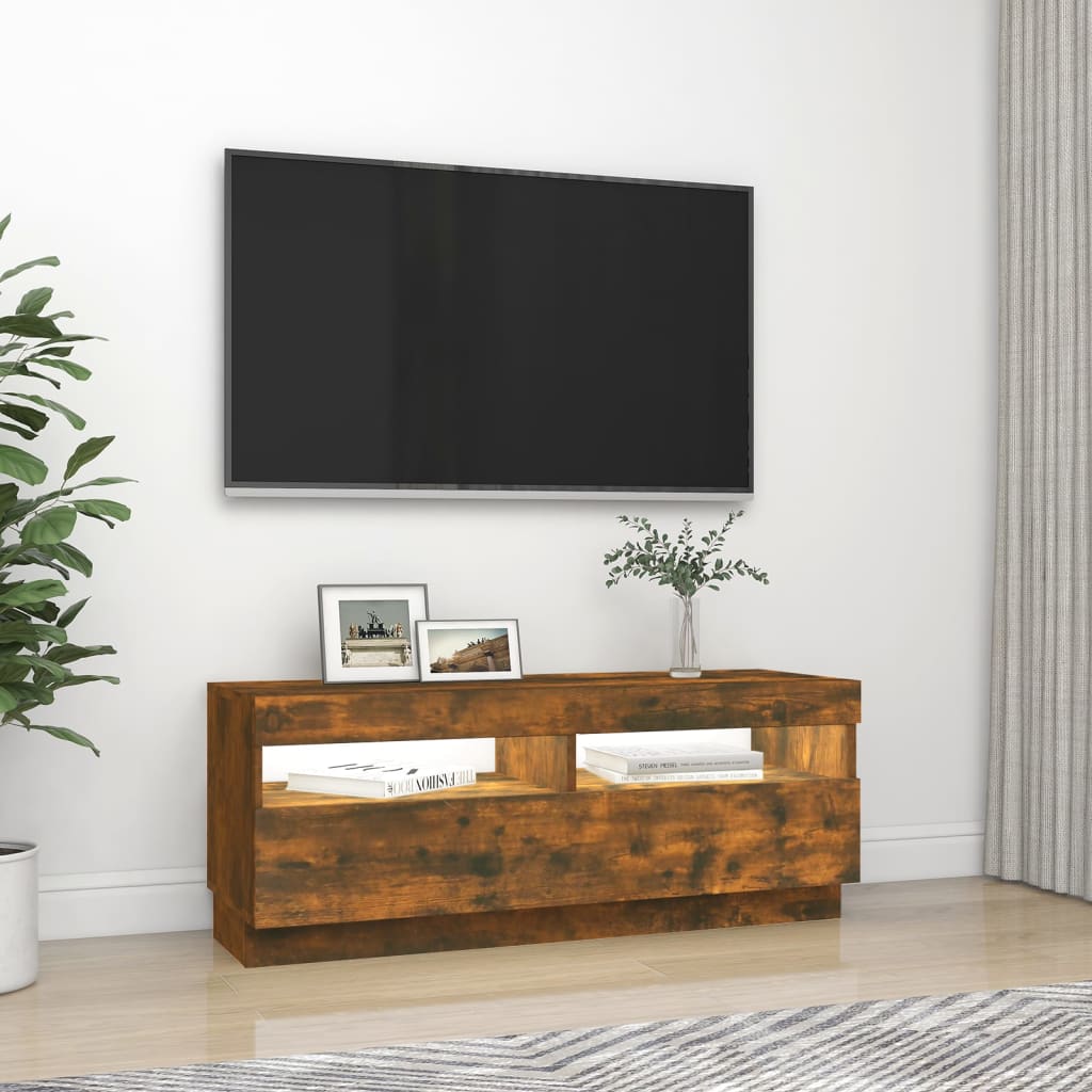 Meuble TV avec éclairage LED 100x35x40 cm