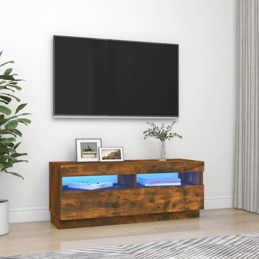 Meuble TV avec éclairage LED 100x35x40 cm