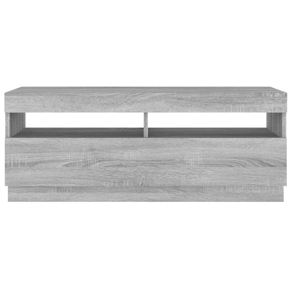 Tv-meubel met LED 80x35x40 cm bewerkt hout artisanaal eiken