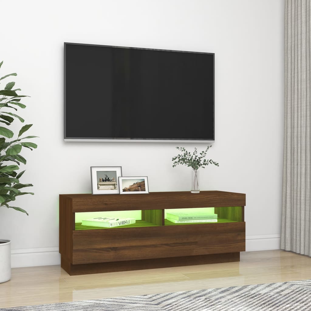 Meuble TV avec éclairage LED 100x35x40 cm