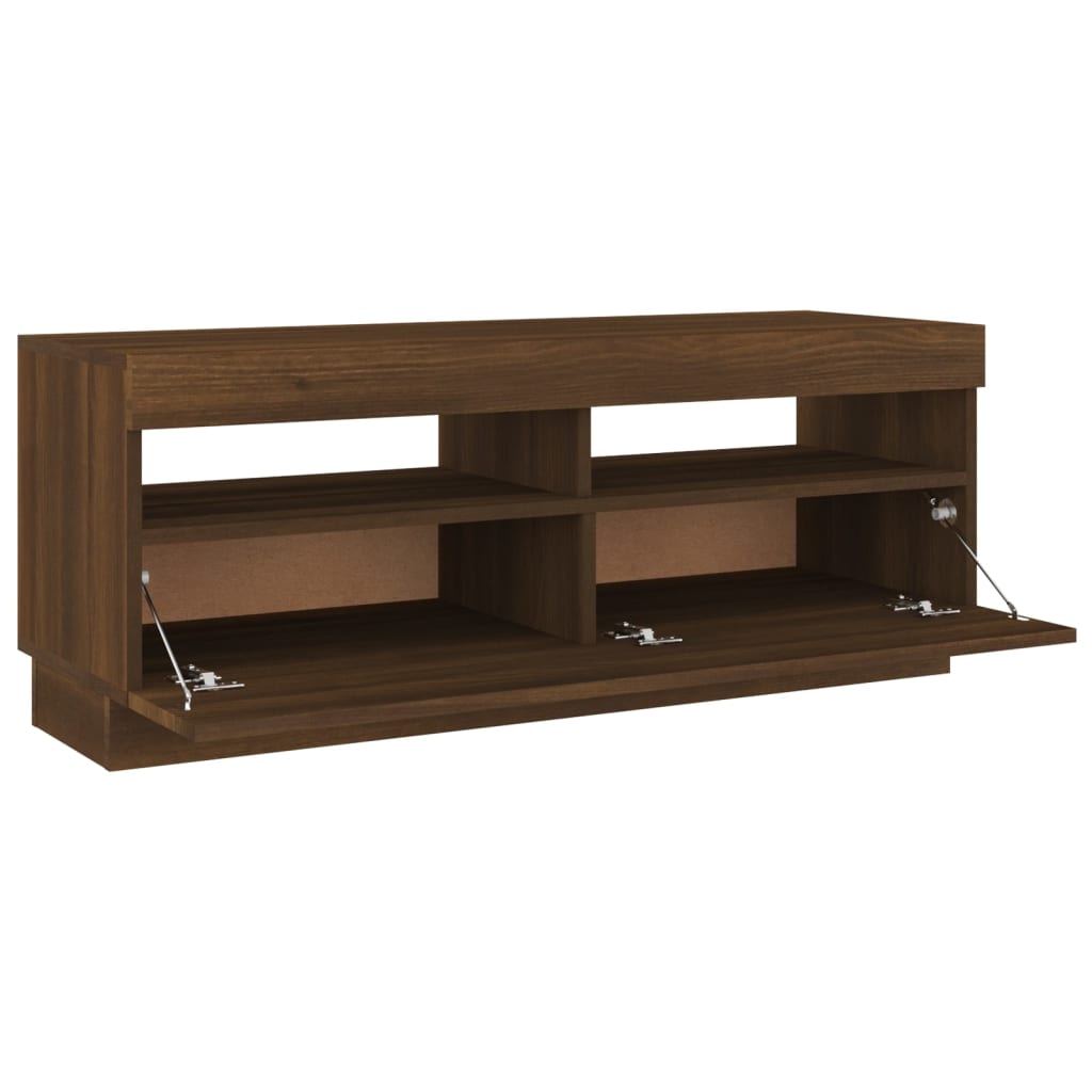 Tv-meubel met LED 80x35x40 cm bewerkt hout artisanaal eiken