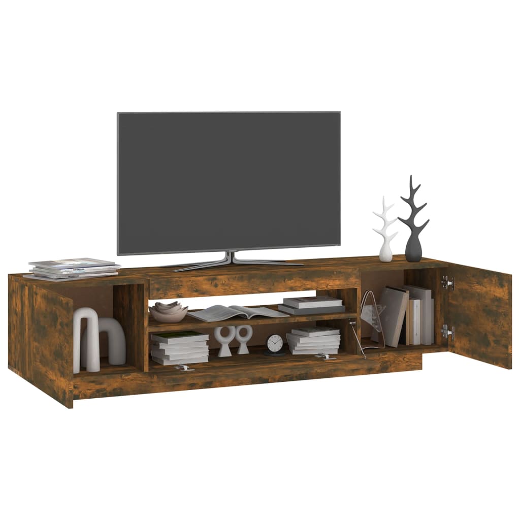 Tv-meubel met LED 160x35x40 cm bewerkt hout oud hout