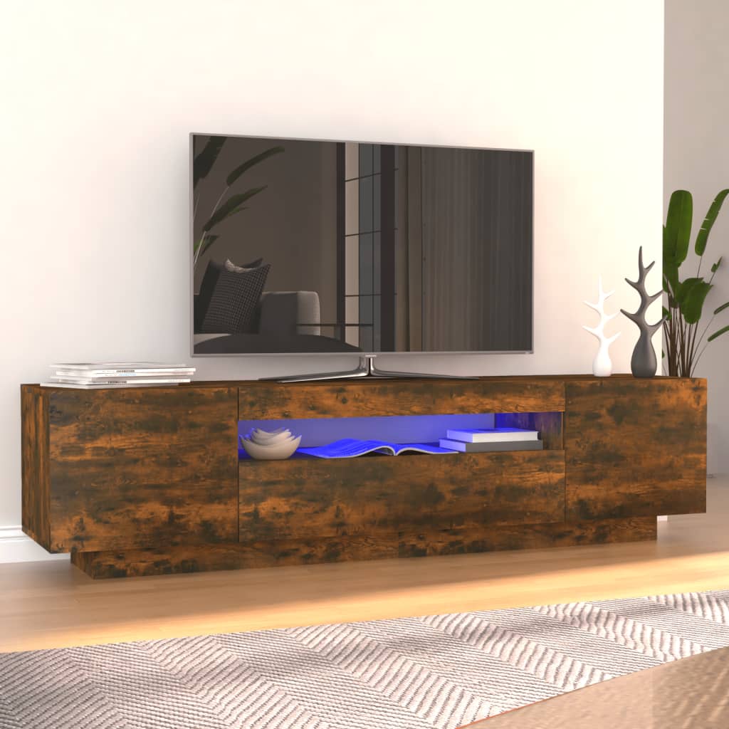 Tv-meubel met LED 160x35x40 cm bewerkt hout oud hout