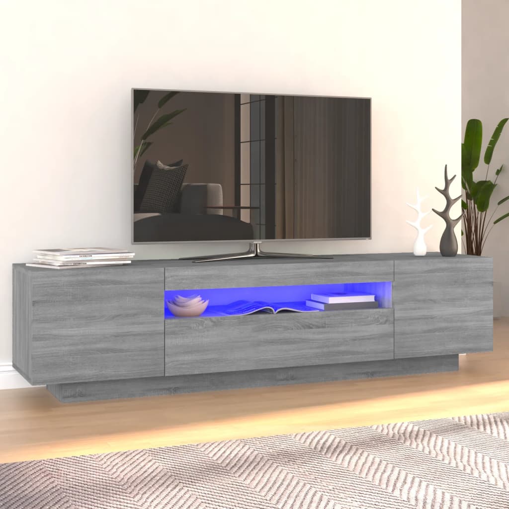 Tv-meubel met LED 160x35x40 cm bewerkt hout oud hout