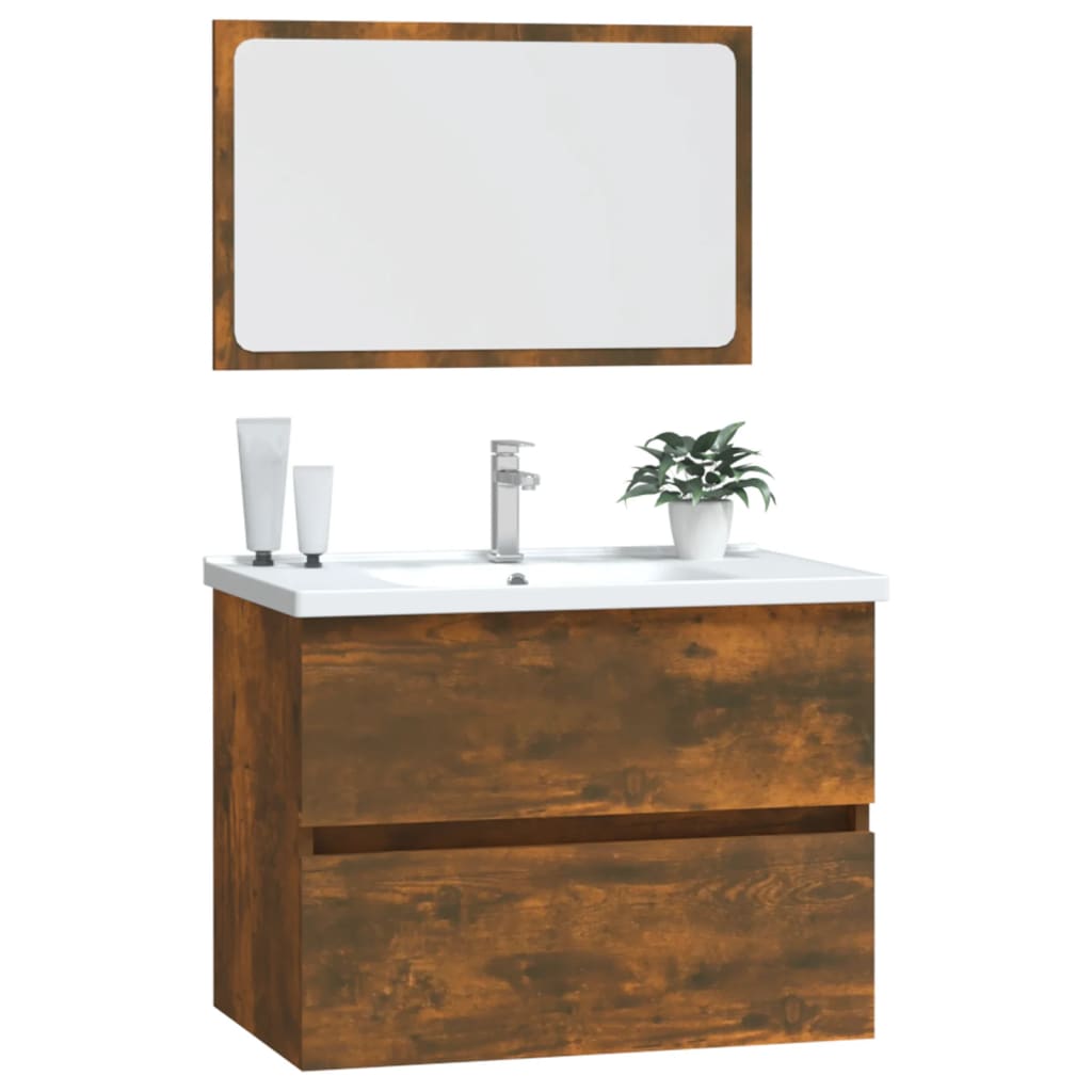 Ensemble de meubles de salle de bain 2 pièces en bois couleur chêne