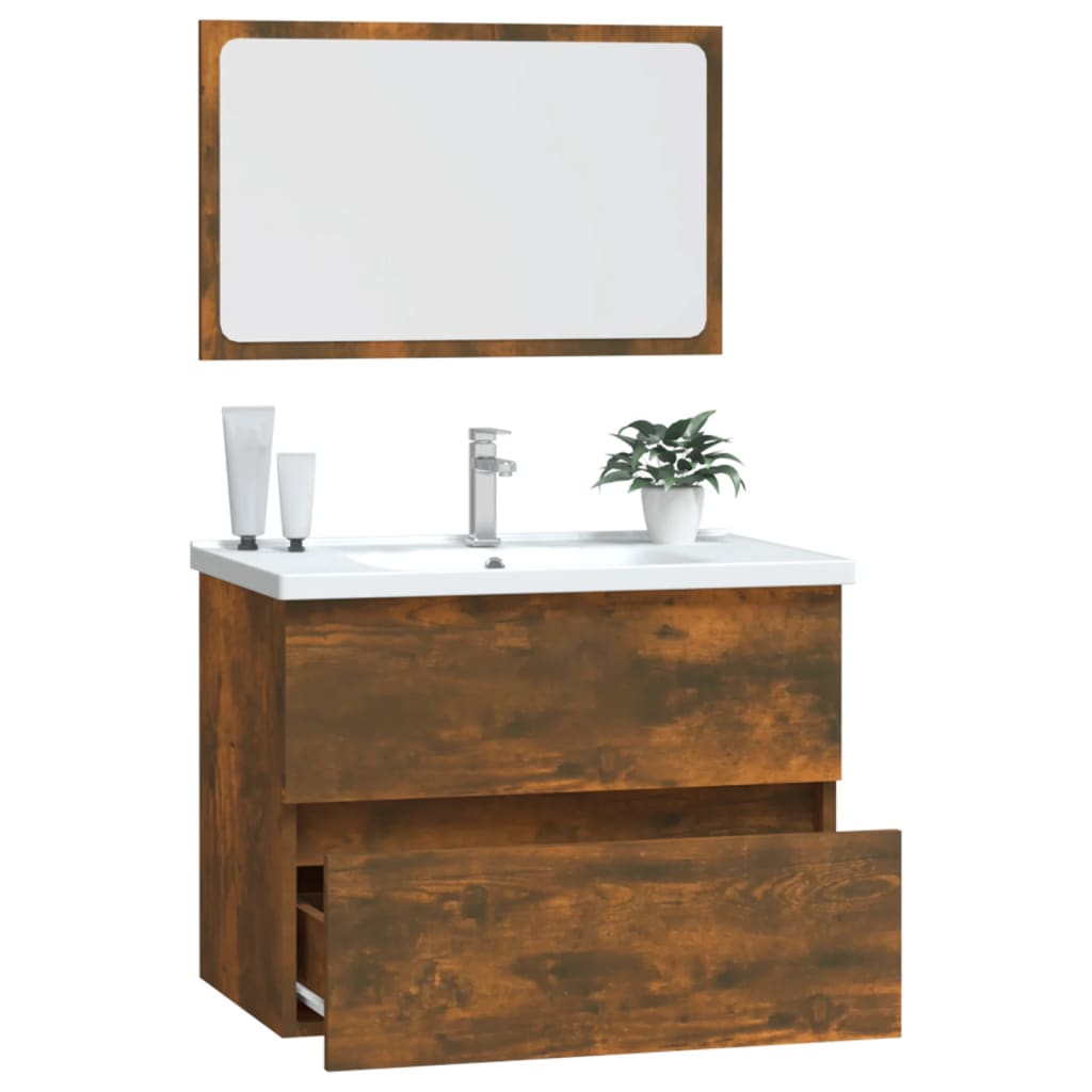 Ensemble de meubles de salle de bain 2 pièces en bois couleur chêne