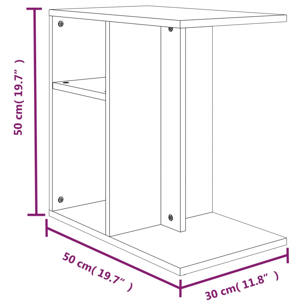 Bijzettafel 50x30x50 cm bewerkt hout eikenkleurig