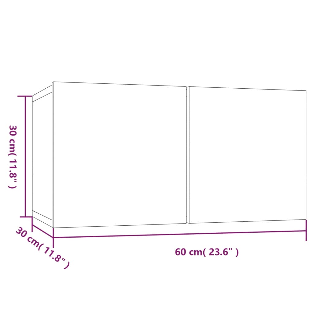 Meuble TV suspendu 60x30x30 cm en dérivé du bois couleur chêne