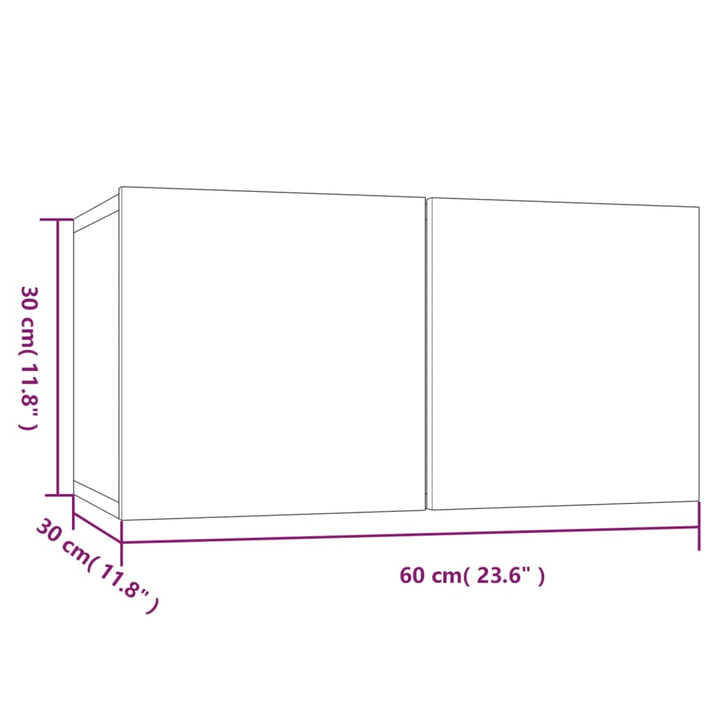 Tv-meubel hangend 60x30x30 cm bewerkt hout eikenkleurig