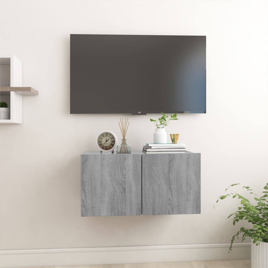 Tv-meubel hangend 60x30x30 cm bewerkt hout eikenkleurig