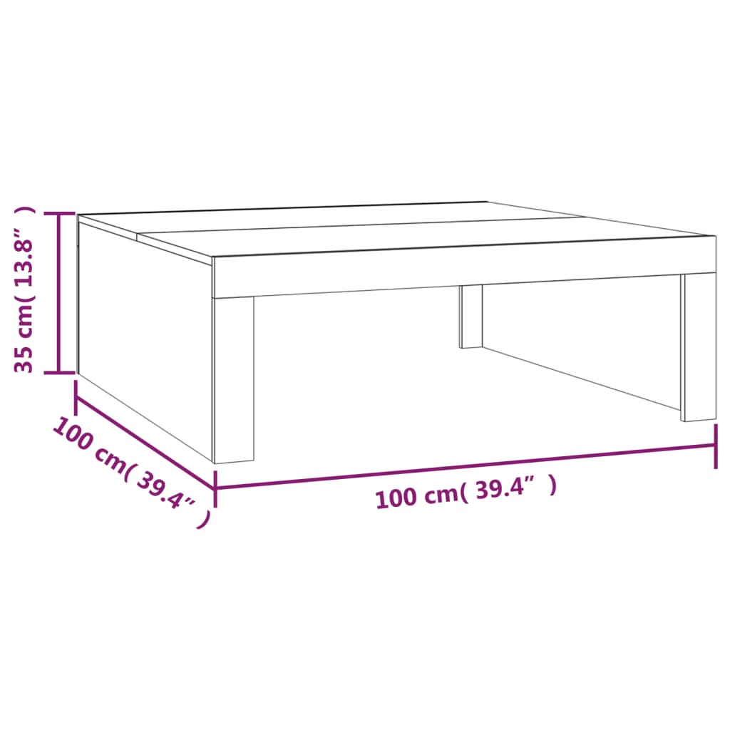 Salontafel 100x100x35 cm bewerkt hout