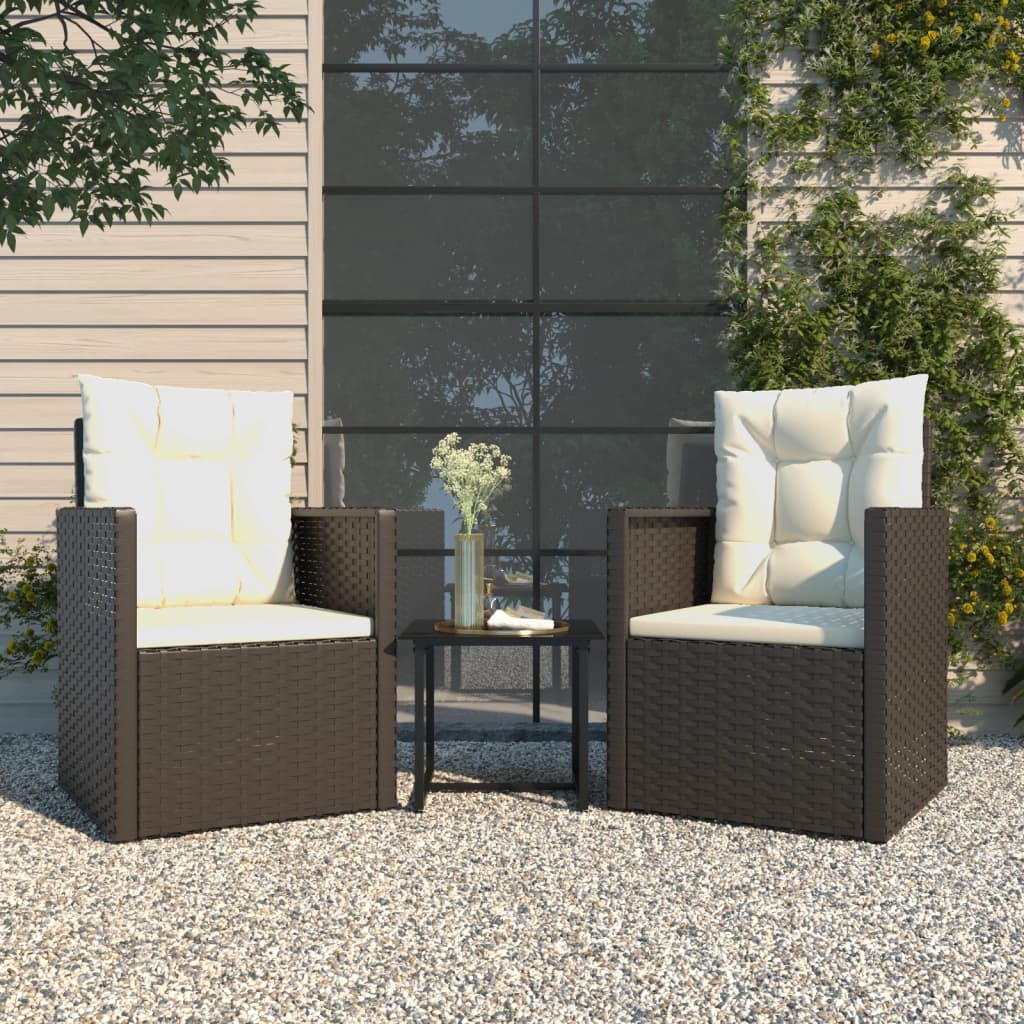 3-delige Loungeset met kussens poly rattan