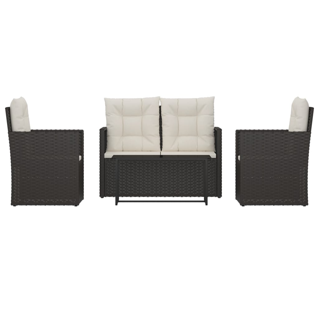 4-delige Loungeset met kussens poly rattan