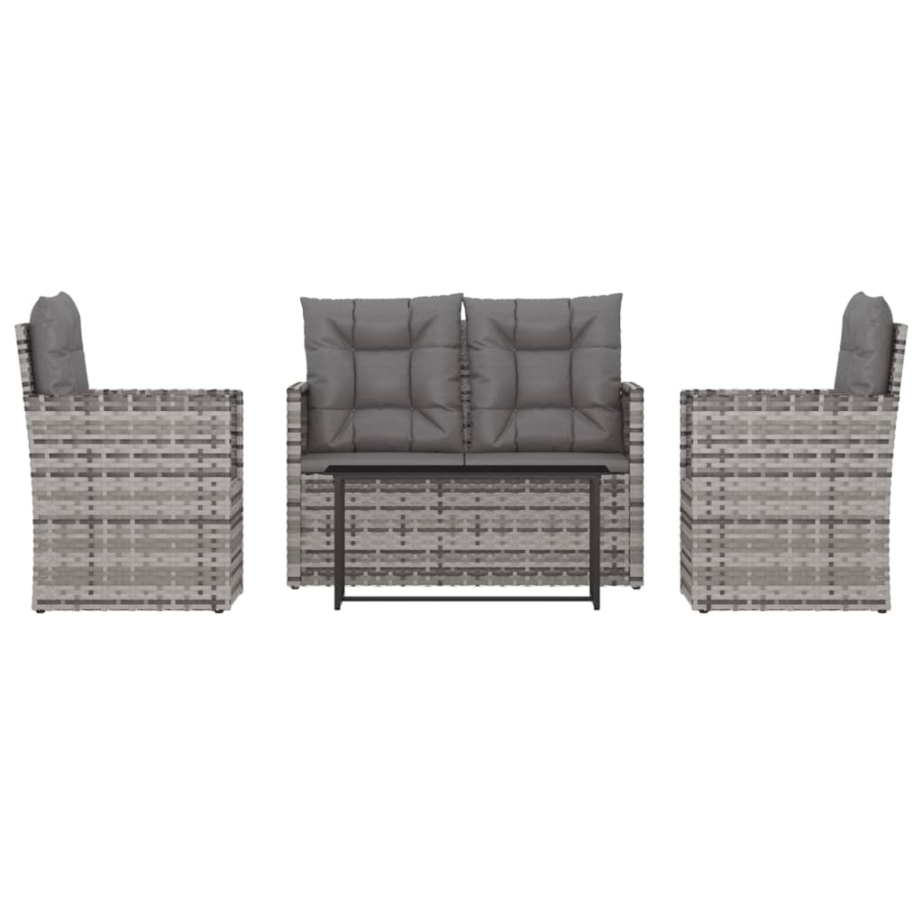 4-delige Loungeset met kussens poly rattan