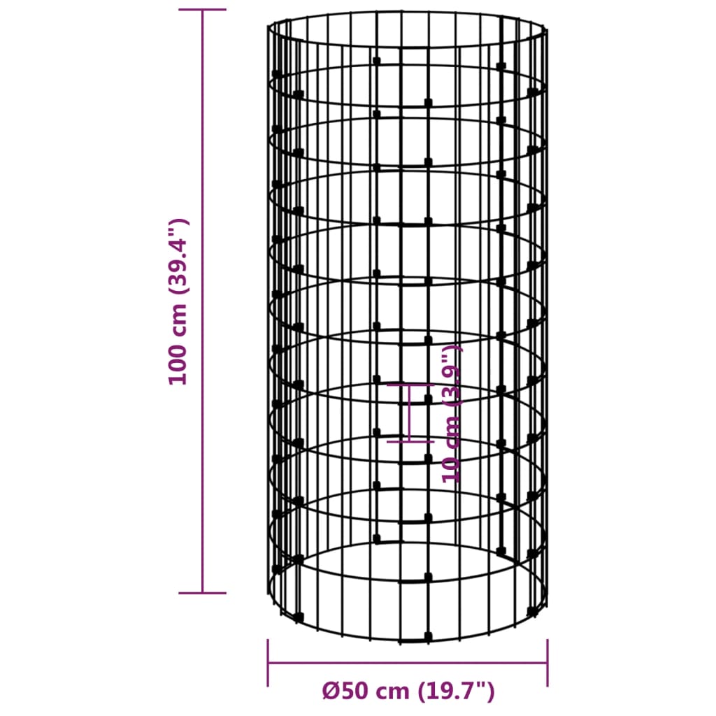 Gabion paal rond Ø30x100 cm gegalvaniseerd staal