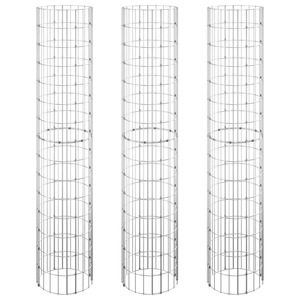 Jardinières gabions 3 pcs rondes surélevées Ø30x100 cm acier