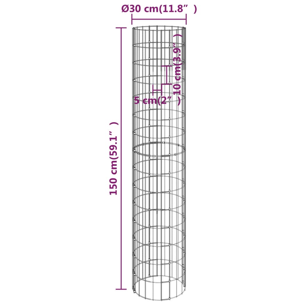 Jardinières gabions 3 pcs rondes surélevées Ø30x100 cm acier