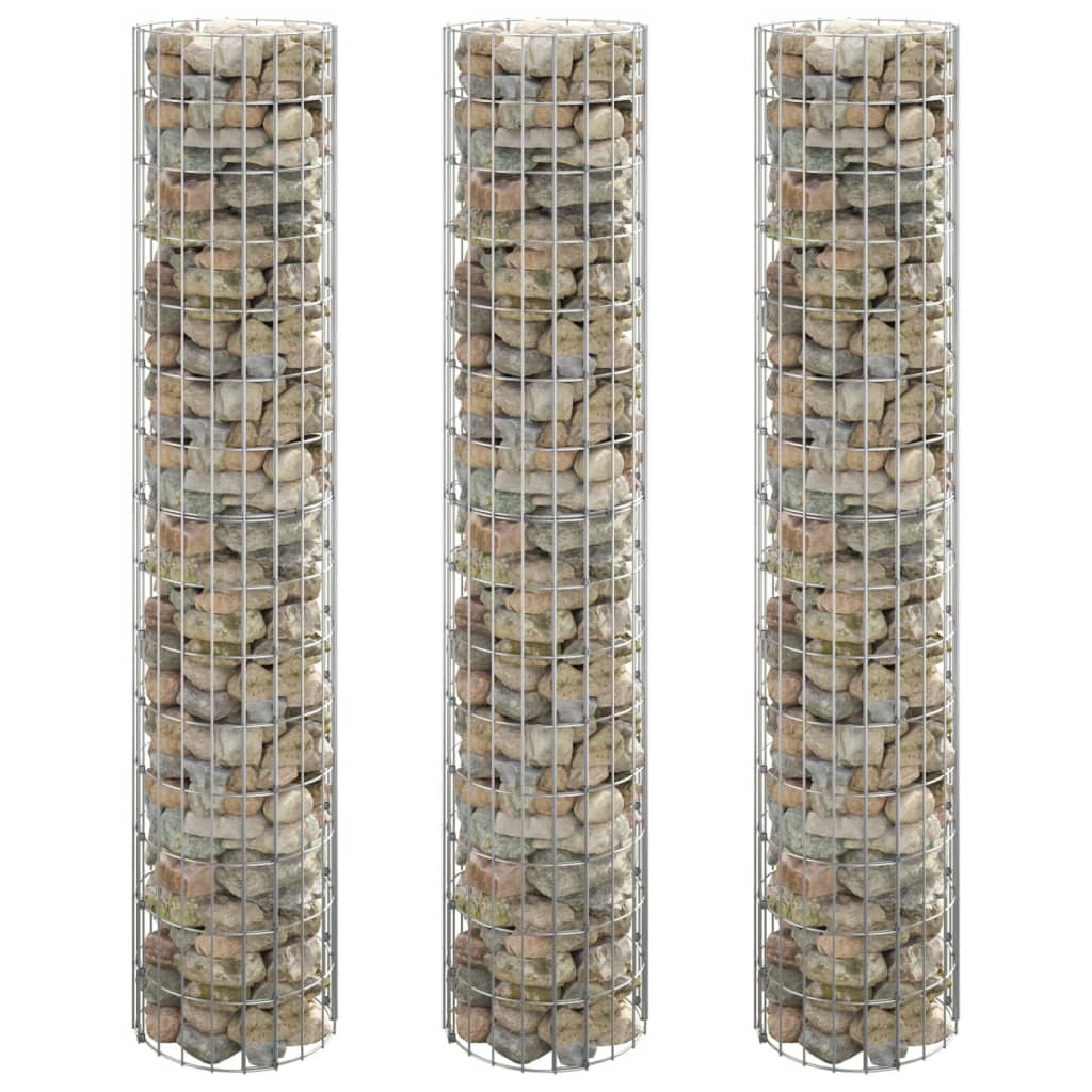 Jardinières gabions 3 pcs rondes surélevées Ø30x100 cm acier