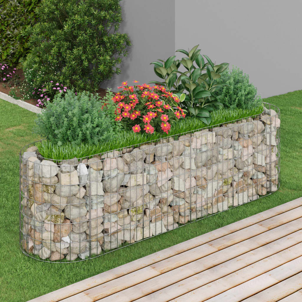 Jardinière gabion surélevée 500x100x100 cm en fer galvanisé