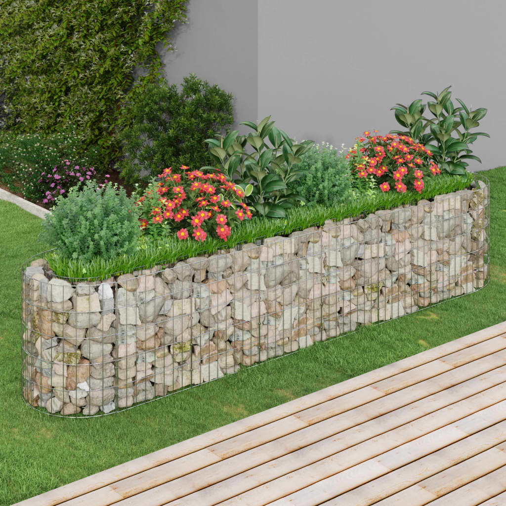 Jardinière gabion surélevée 500x100x100 cm en fer galvanisé