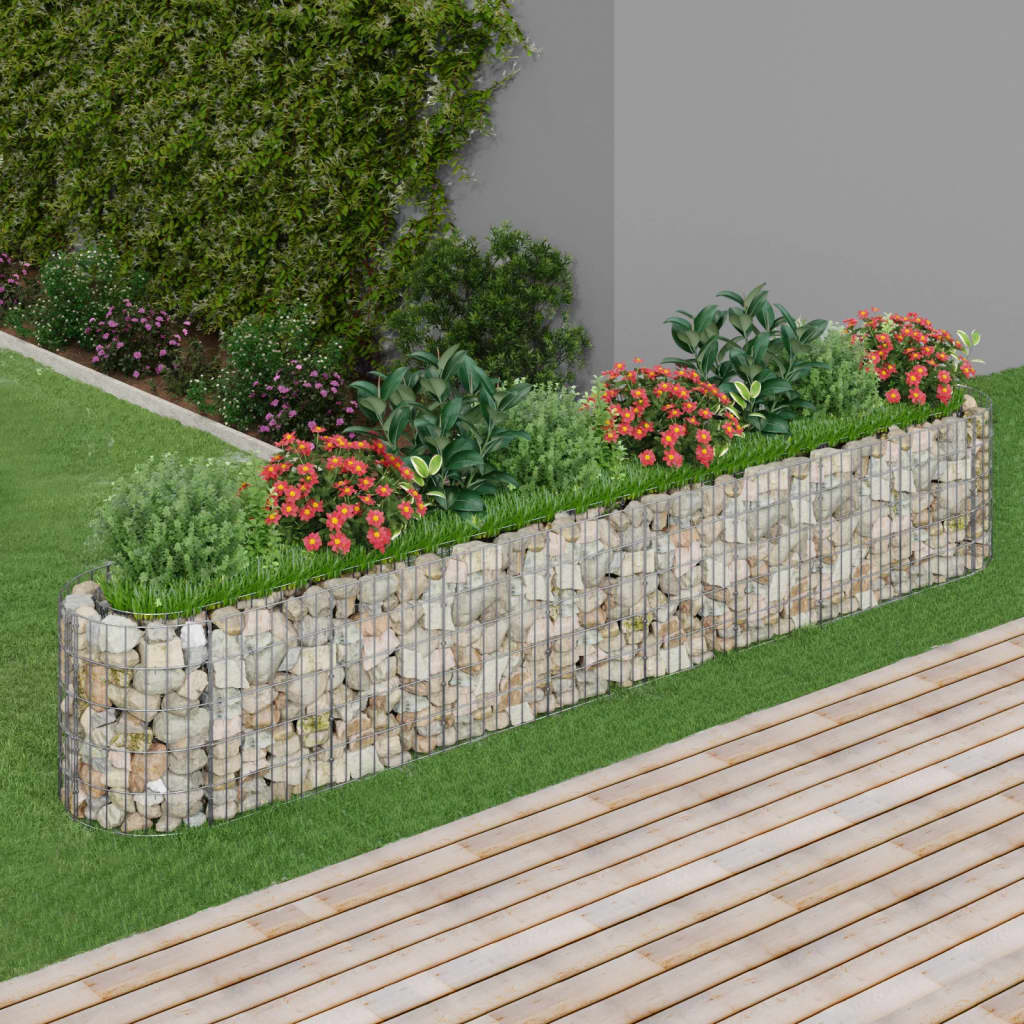 Jardinière gabion surélevée 500x100x100 cm en fer galvanisé